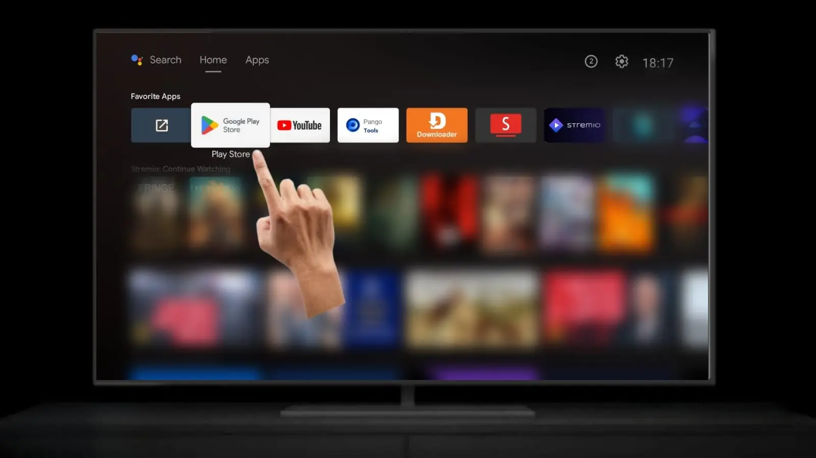 فتح متجر Google Play Store على شاشة Google TV