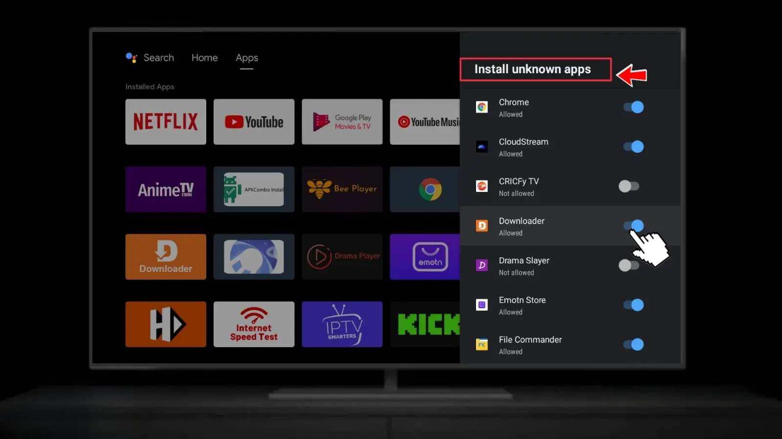 تفعيل تثبيت التطبيقات غير المعروفة لتطبيق Downloader